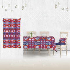 مفرش سفرة رمضاني 250×145 سم قطيفة سابيا مستورد – تصميم فاخر لعزومات رمضان | OS-RAM-082