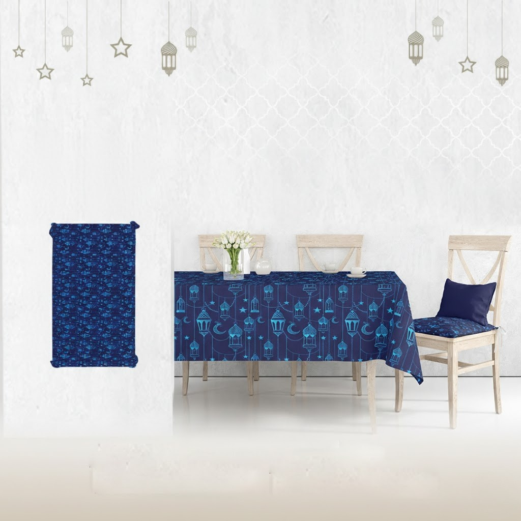 Ramadan Dining Tablecloth 250×145 cm Velvet Sabia Imported – Luxurious Design for Ramadan Gatherings | OS-RAM-081