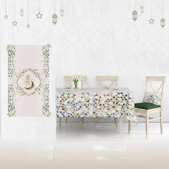 مفرش سفرة رمضاني 250×145 سم قطيفة سابيا مستورد – تصميم فاخر لعزومات رمضان | OS-RAM-084