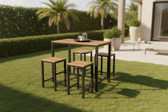 Dining set of 4 chairs and a table, steel and wood - SRS-019