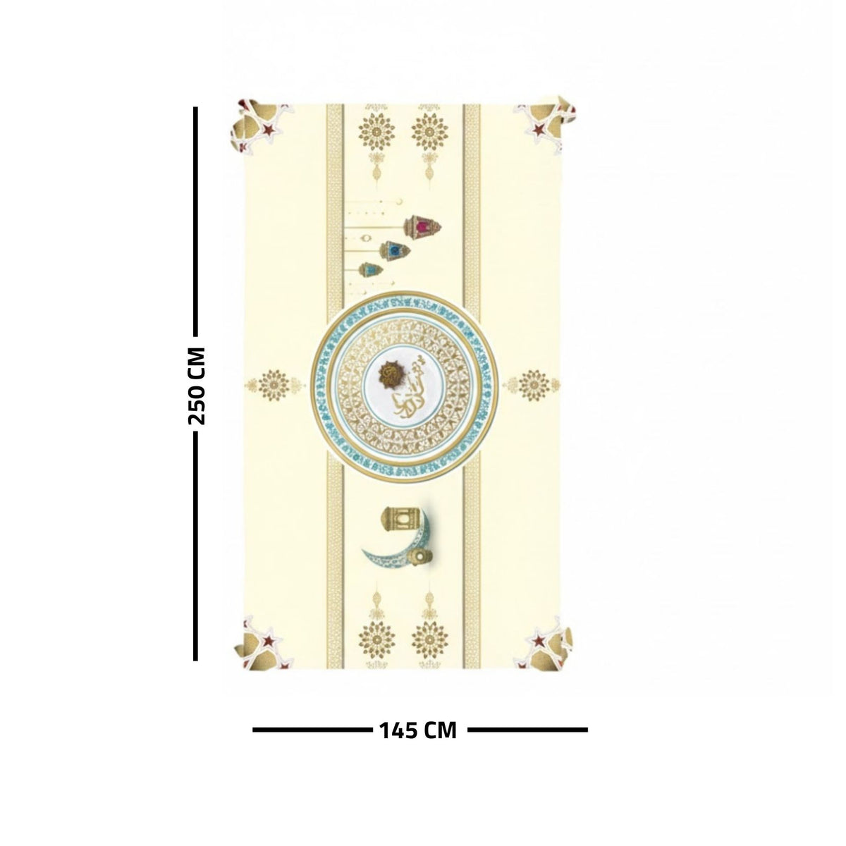 Ramadan Dining Tablecloth 250×145 cm Velvet Sabia Imported – Luxurious Design for Ramadan Gatherings | OS-RAM-086