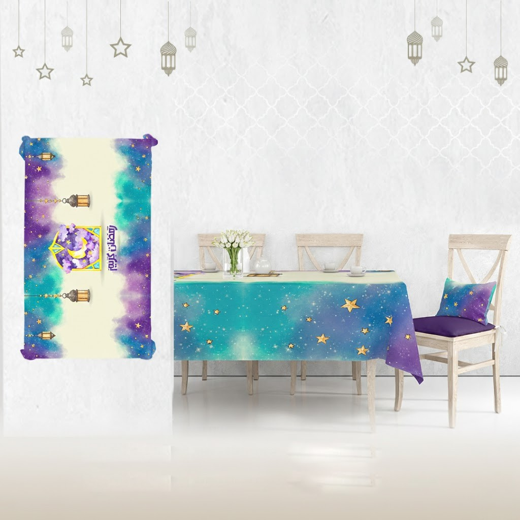 Ramadan Dining Tablecloth 250×145 cm Sabia Velvet Imported – Luxurious Design for Ramadan Gatherings | OS-RAM-085