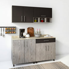 Two-piece kitchen with wood countertops and MDF wood - KYN-013