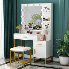 High quality MDF wood dresser with pouf - OSM-044