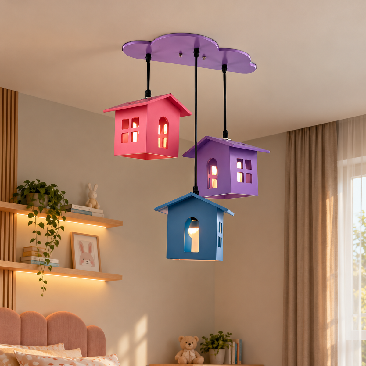 Small aluminum chandelier with an elegant design