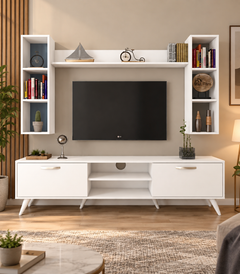 Modern MDF TV unit with storage and an upper shelf | Oscar Furniture – OFF-HFS-128-26