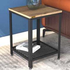 Metal side table with wooden surface – luxurious modern design