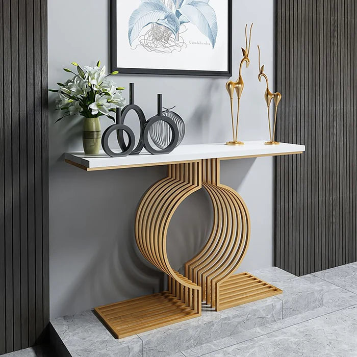 Iron console with Carrara marble surface – Luxury design 120 cm