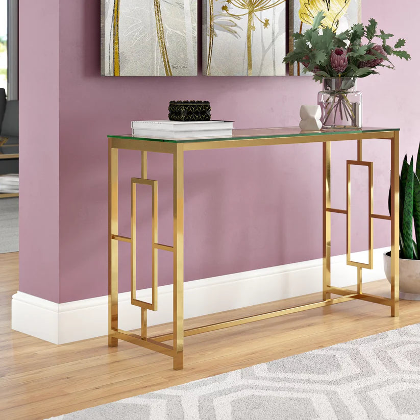 Modern console with painted iron materials and glass – elegant design