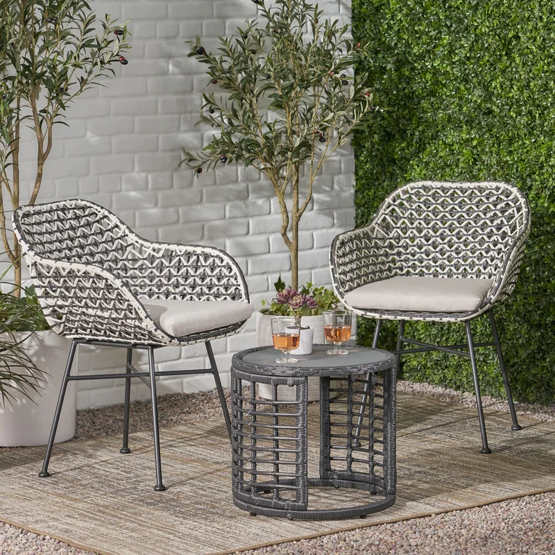 Set of 2 chairs and a table made of rattan - OS-247