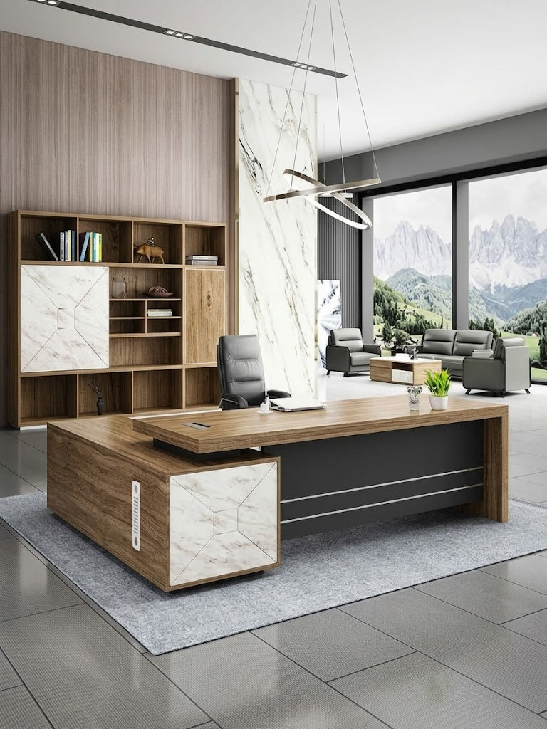 High-quality Spanish MDF wooden manager’s desk – a durable, modern design suitable for professional offices – CEM-137