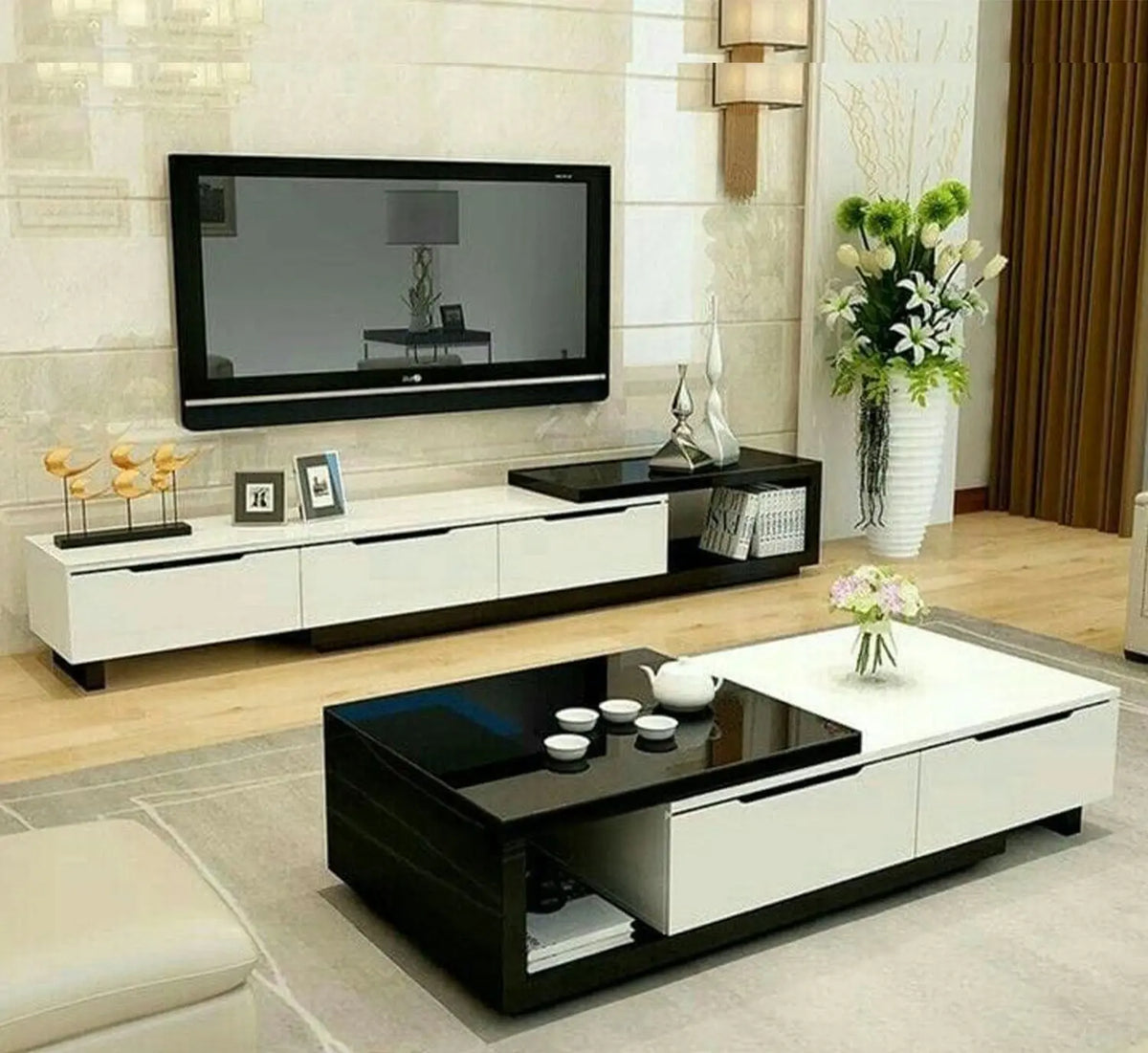 ترابيزة تليفزيون و ترابيزة قهوة خشب MDf عالي الجودة 190cmX40cm - ANT-066 - MDF