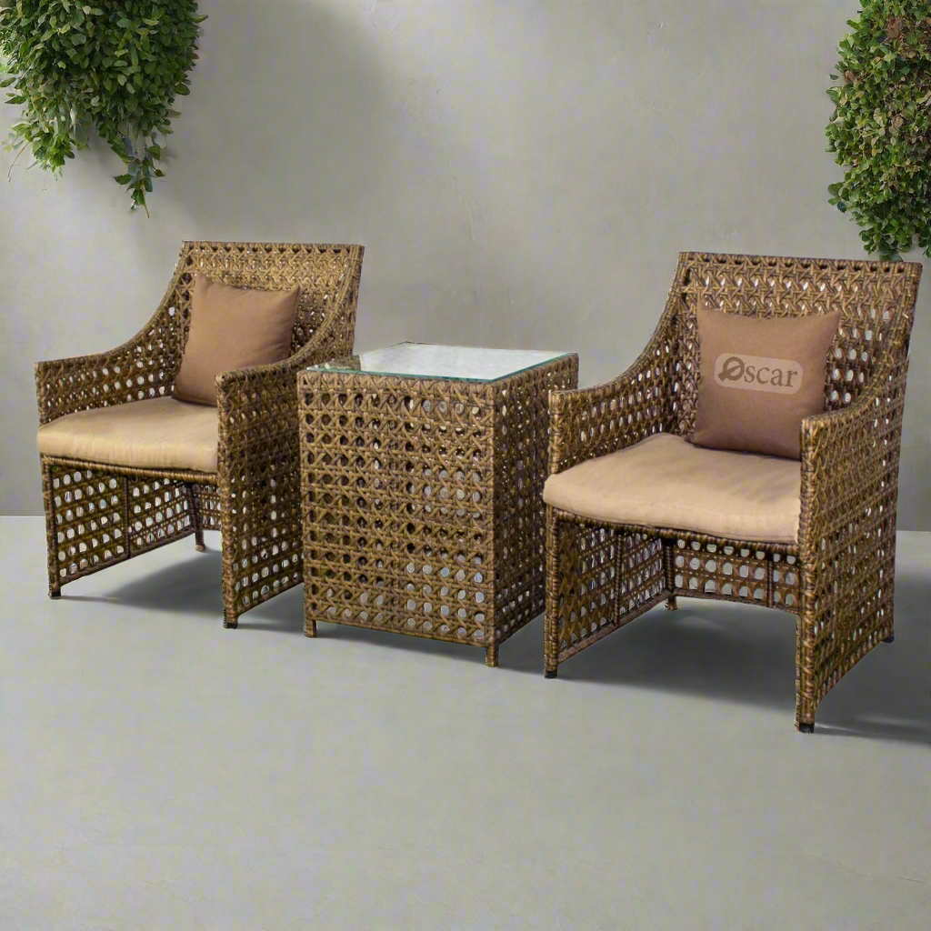 Rattan Leo set 2 chairs and a table