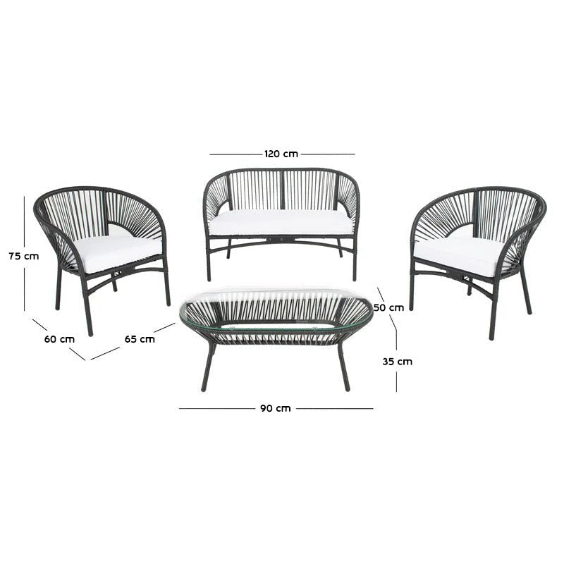 Uri rattan set for 4 persons