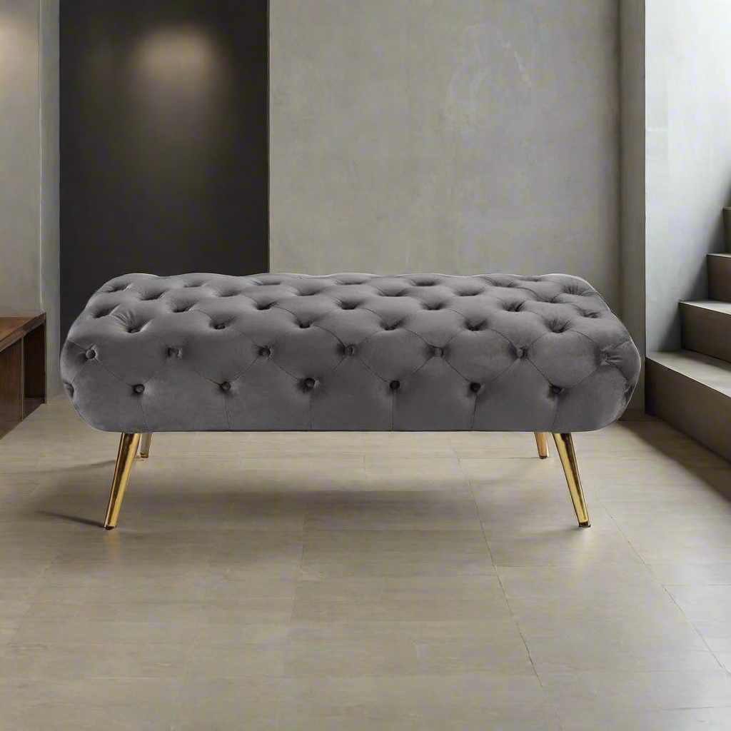 Full Bench – Modern Design of Rust-Resistant Treated Steel with Luxury Velvet Fabric