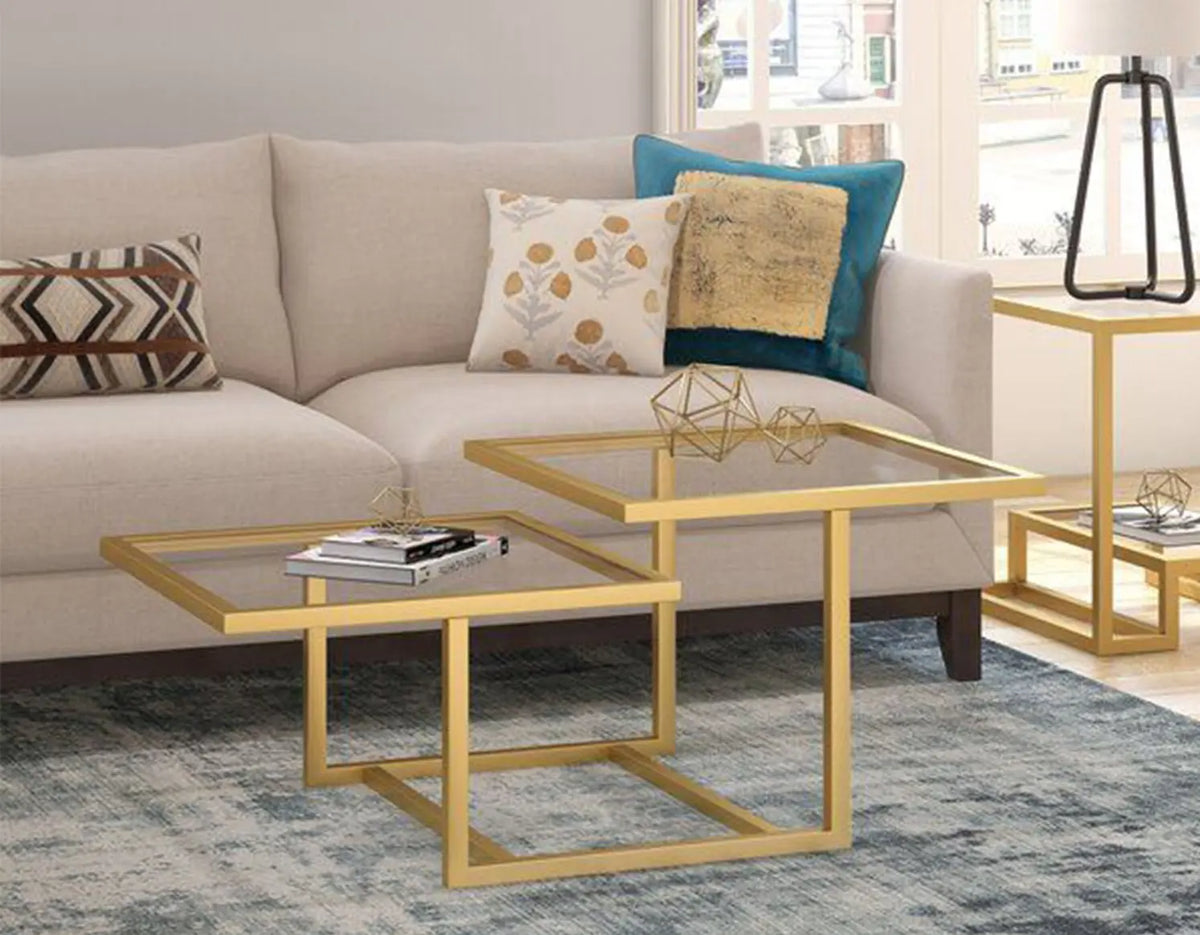 Christine coffee table 100 * 50, glass, golden