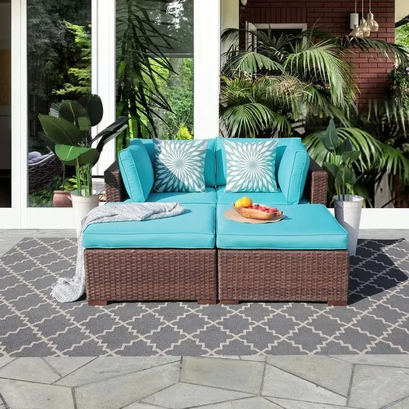 Stark rattan set for 4 persons