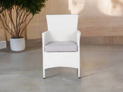 White Rattan Chair with Light Gray Cushion for Restaurants and Cafes - OS-022