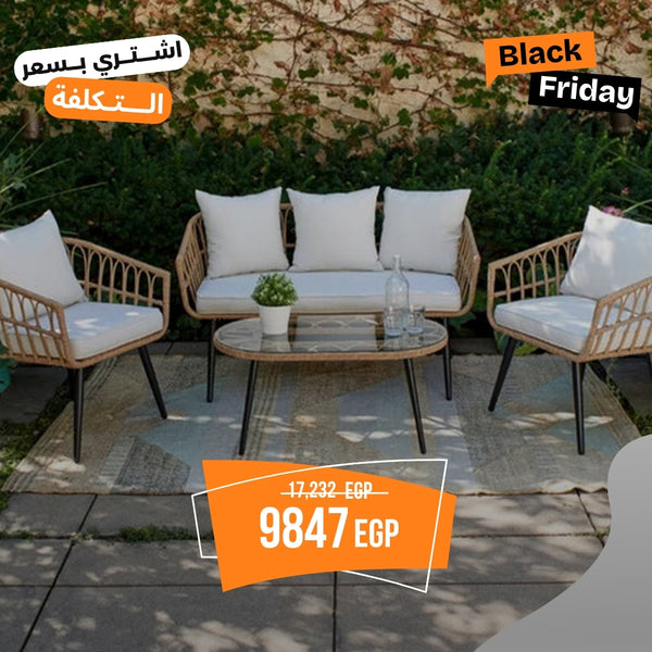 Sydney One Rattan Set for 4 persons