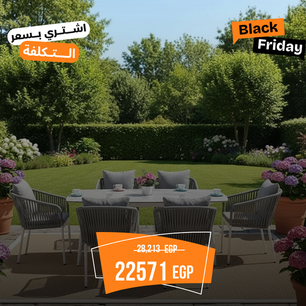 طقم سفرة 6 كراسي وترابيزة حديد مع سطح رخام - تصميم عصري فاخر