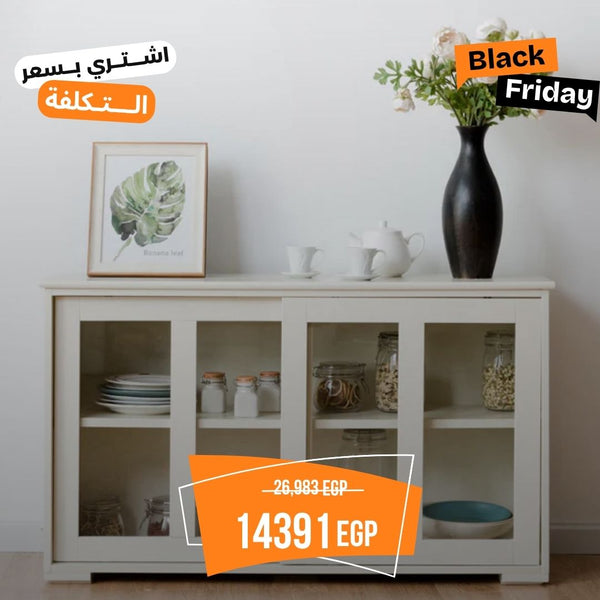 بوفية خشبي أنيق – تصميم عملي ومساحة تخزين واسعة