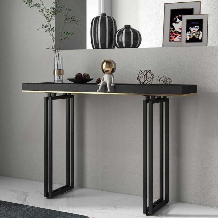 Metal console with wooden top – luxurious modern design