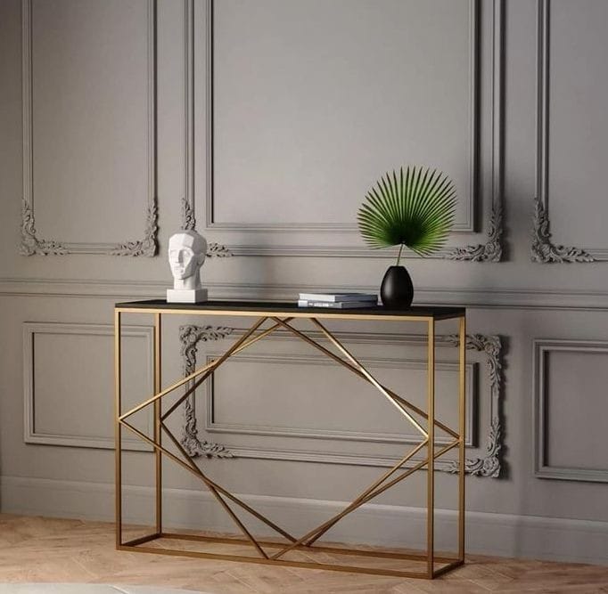 Metal console with wooden top – luxurious modern design