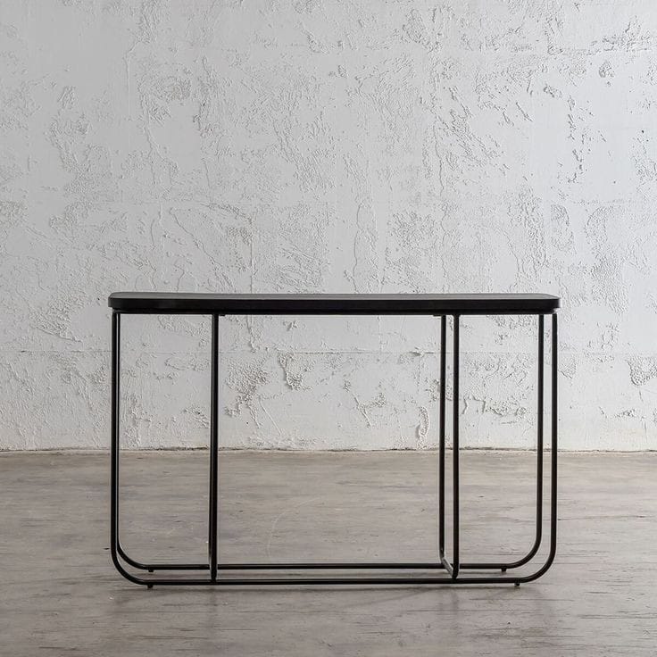 Metal console with marble wood surface – luxurious modern design