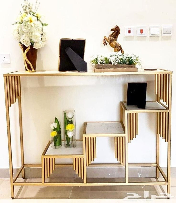 Design Steel Console Metal console with marble top – luxurious modern design – اوسكار للأثاث