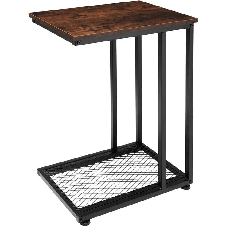 Metal side table with wooden surface – modern elegant design