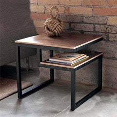 Metal side table with wooden surface – luxurious modern design