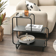 Metal side table with wooden surface – elegant modern design