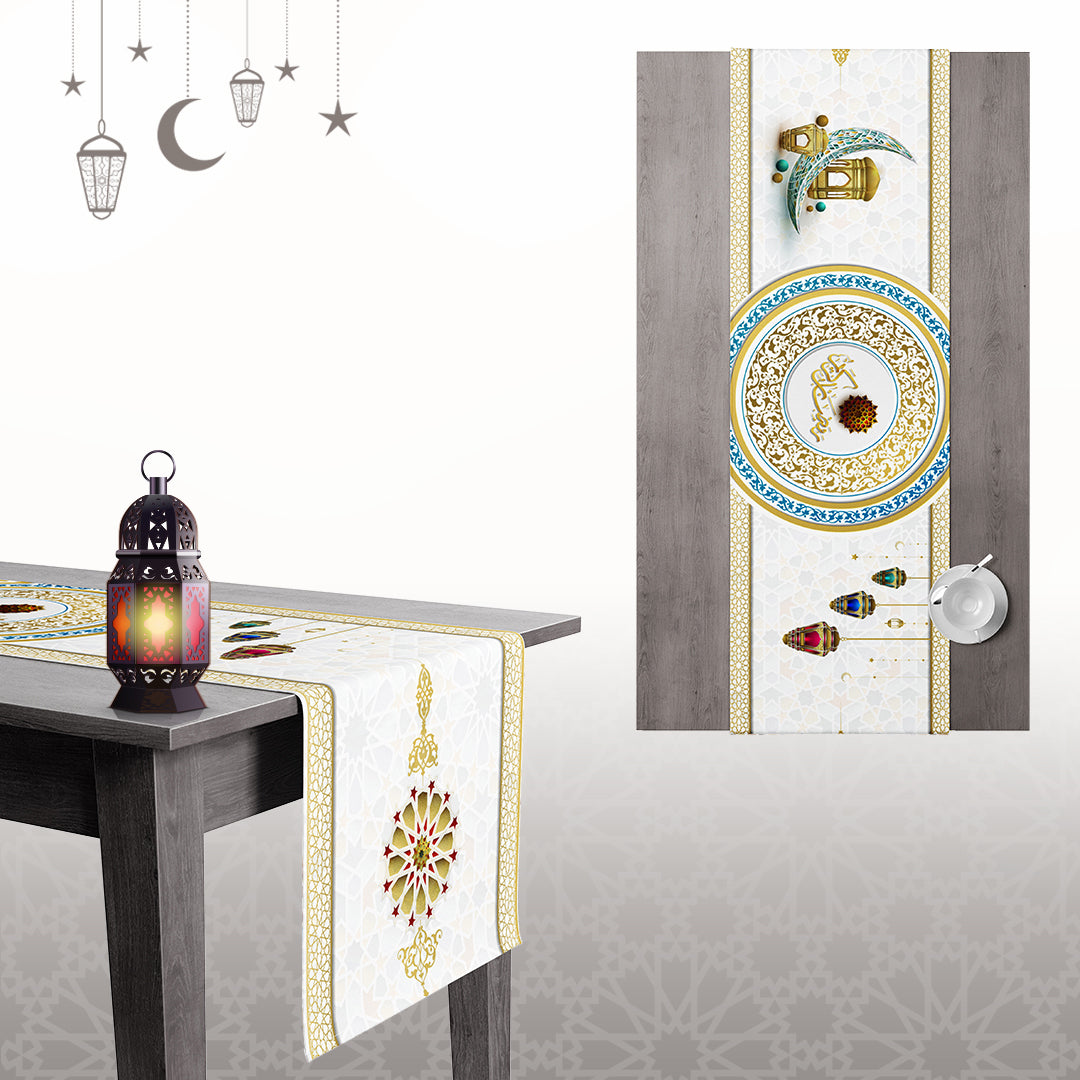 Ramadan Dining Tablecloth Velvet Sabia Imported in Two Sizes – A Touch of Luxury for the Ramadan Table | OS-RAM-096