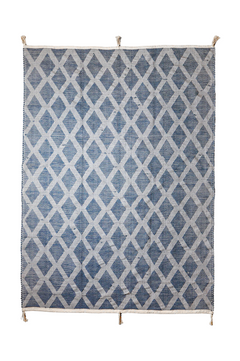 Natural Wool Handmade Rug – Off White and Navy Color – Model ROF-014