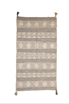 Natural Wool Handmade Rug – Off White and Gray Color – Size 80×150 cm – Model ROF-050