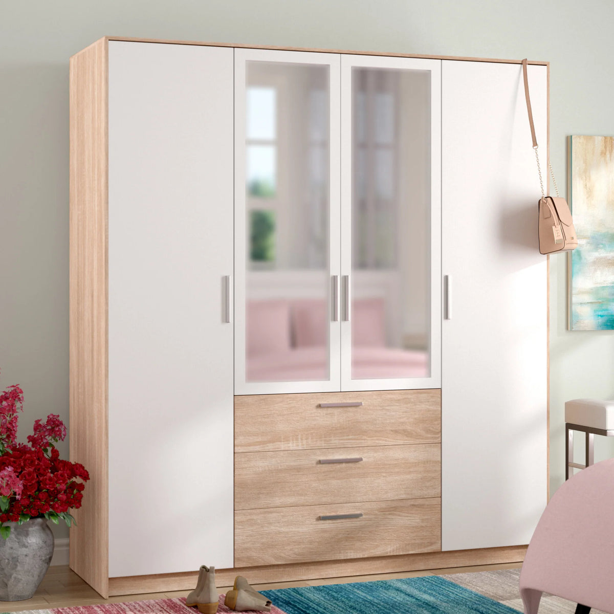 دولاب خشب MDF بطبقة ميلامين 180×50×200 سم  – أنيق ومتين