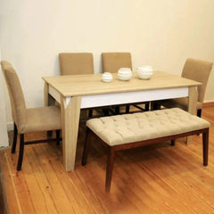 Dining table - 6 pieces of red beech wood and MDF wood table - KYN-187