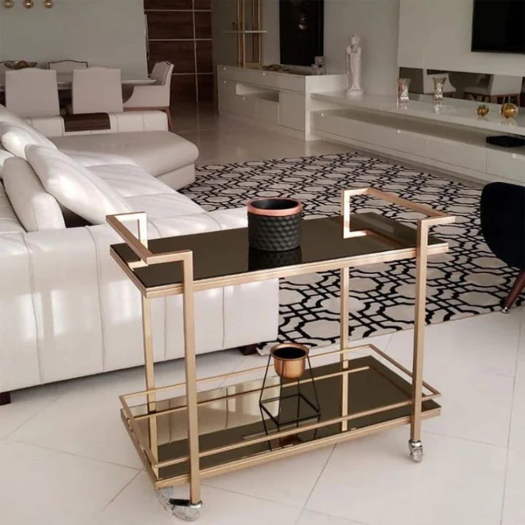 Sturdy kitchen trolley made of rust-resistant iron with a practical design