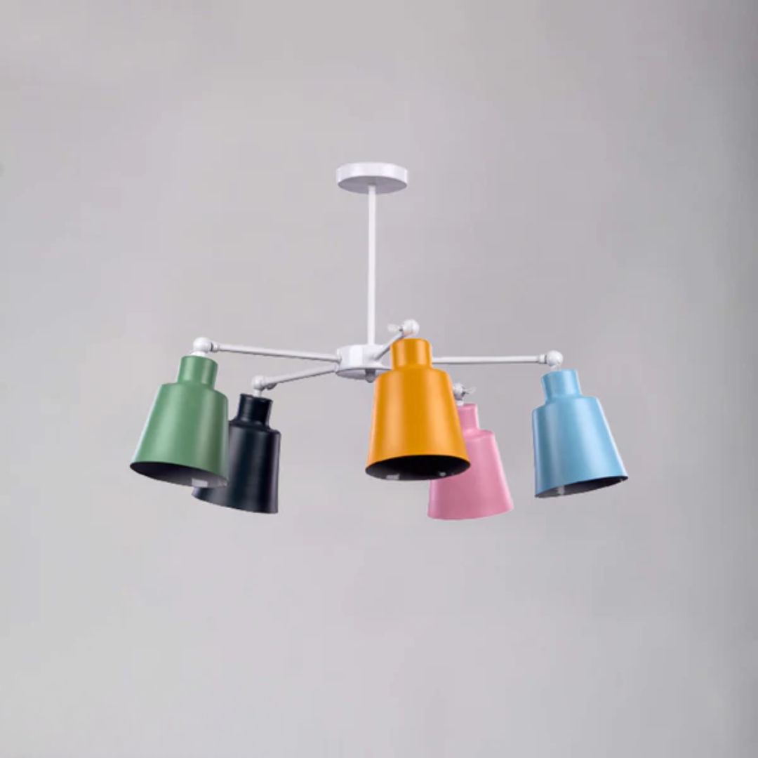 Medium-sized modern design wood and metal chandelier