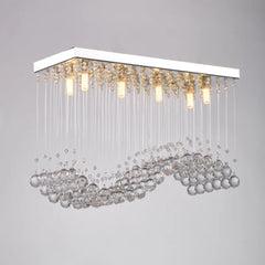 Crystal and steel chandelier with an elegant and luxurious design