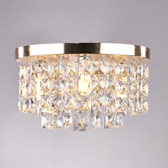Small crystal and steel chandelier with a luxurious design