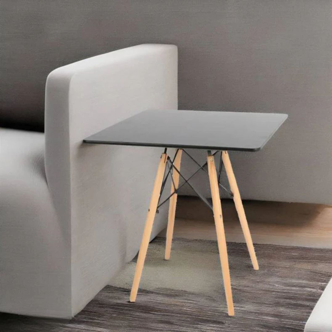 Melamine Layered MDF Tablet with Beech Wood Legs and Iron Chassis 60x60cm - RYL-044