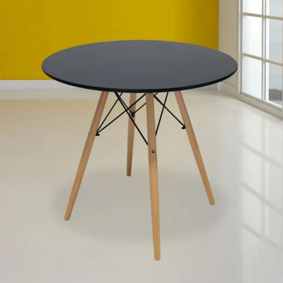 MDF tablet table with beech wood legs and iron chassis 80x80cm - RYL-042