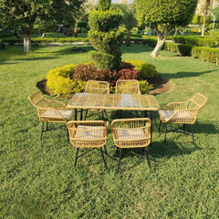 Dining set of 6 rattan chairs and table - OS-440