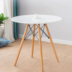 MDF disc table with beech wood legs and iron chassis - RYL-037