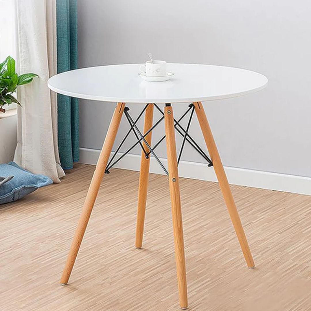 MDF tablet table with beech wood legs and iron chassis 70x70cm - RYL-038