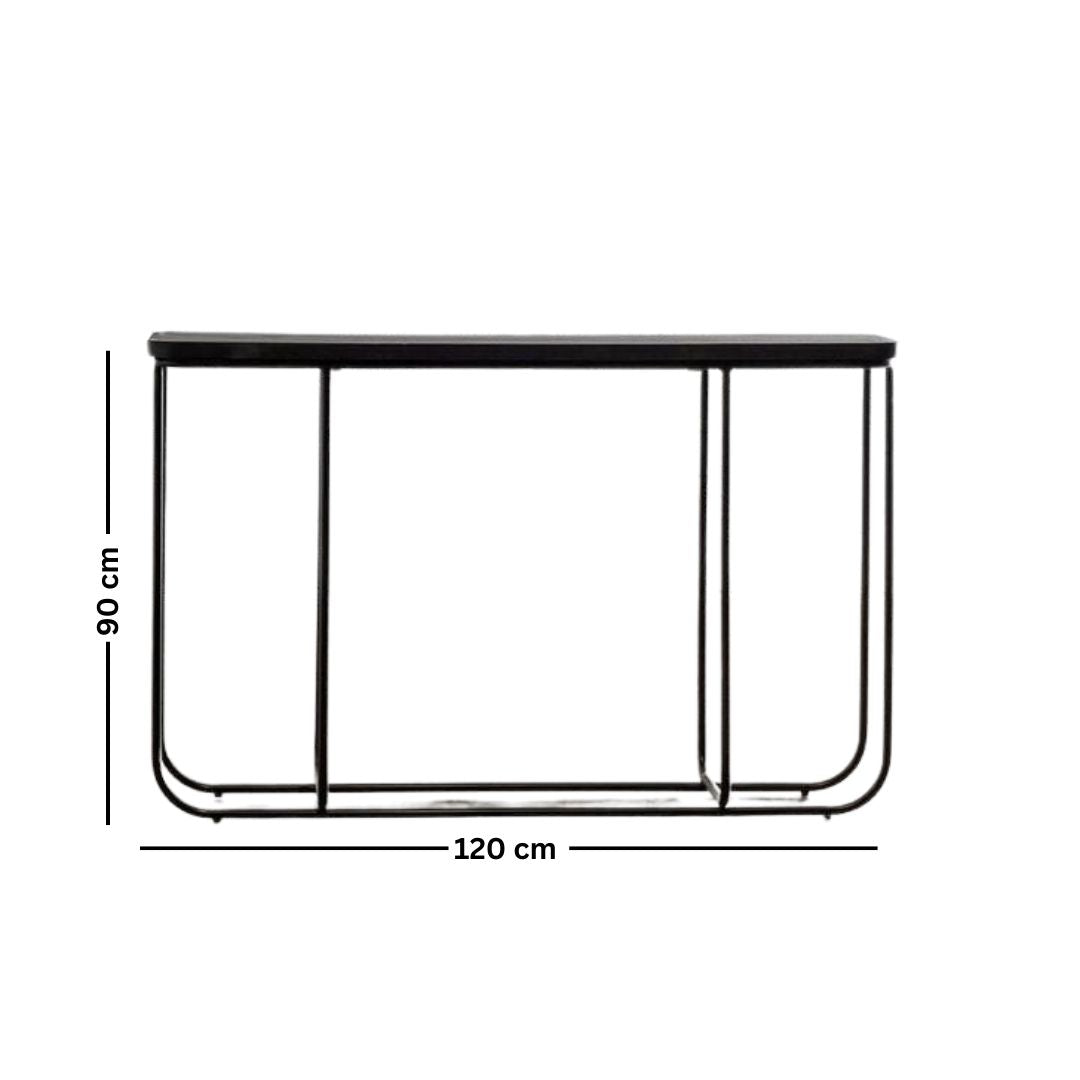 Metal console with marble wood surface – luxurious modern design