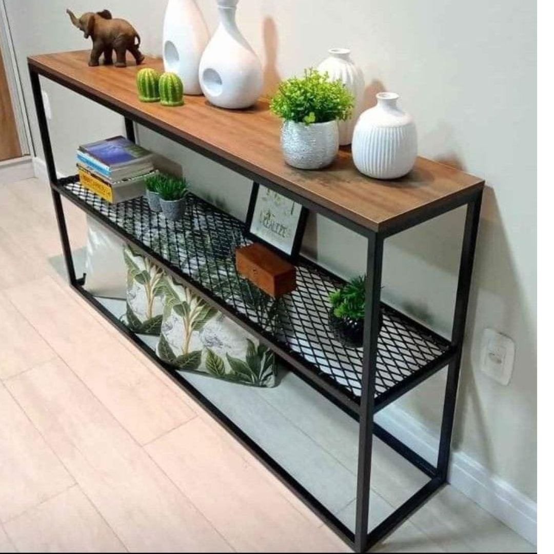 Metal console with wooden top – elegant modern design