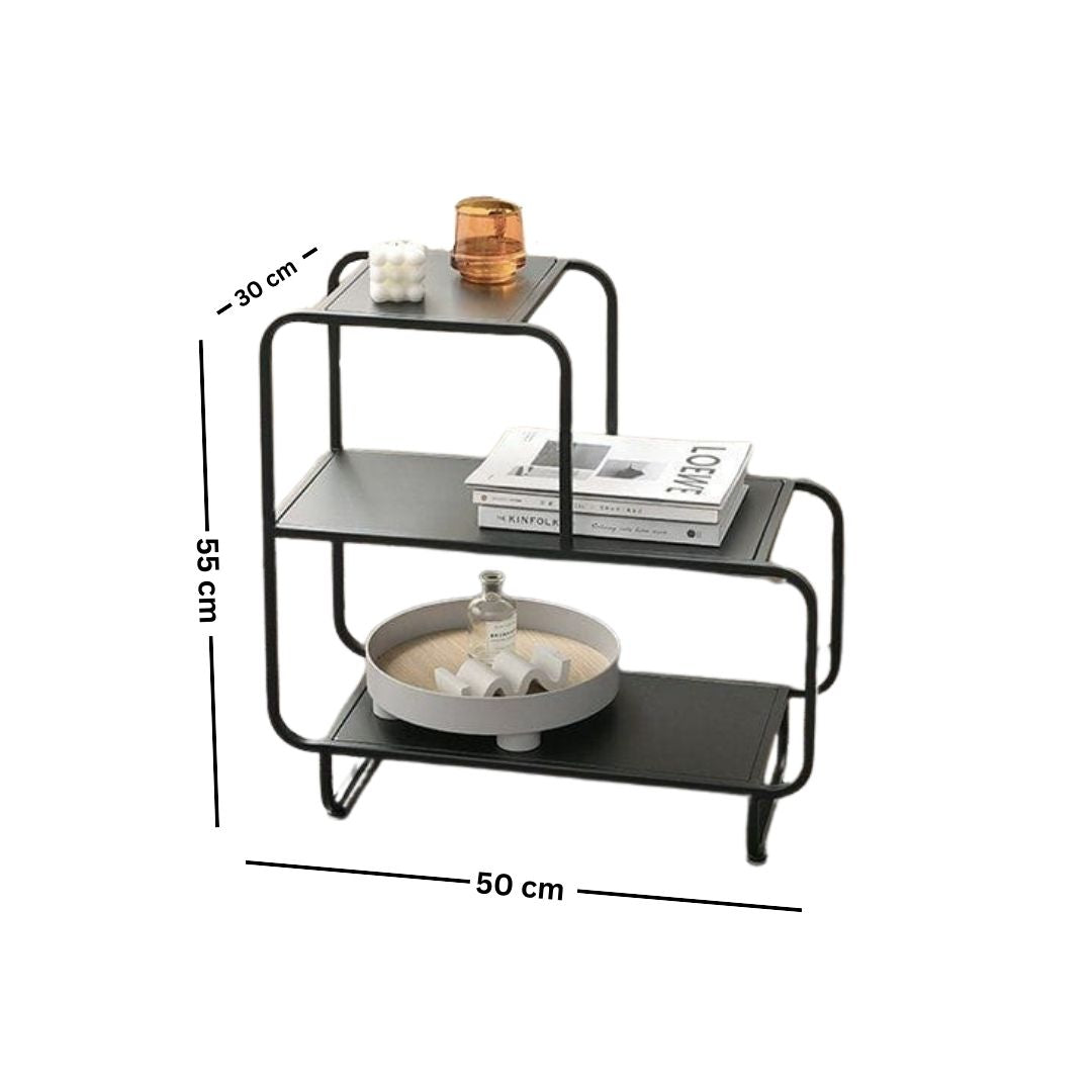 Metal side table with wooden surface – elegant modern design