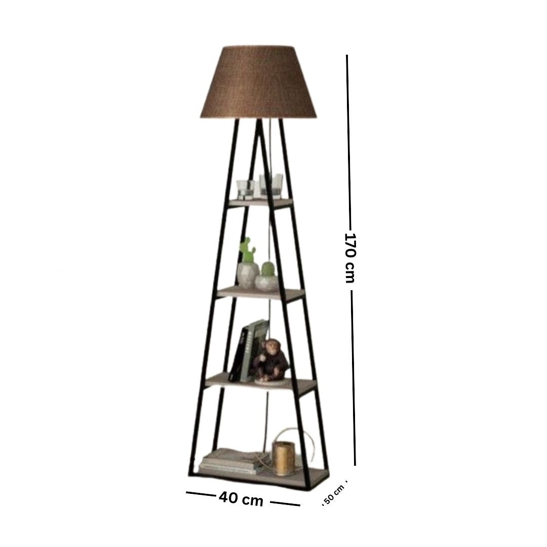 Metal floor lamp with wooden base – elegant modern design